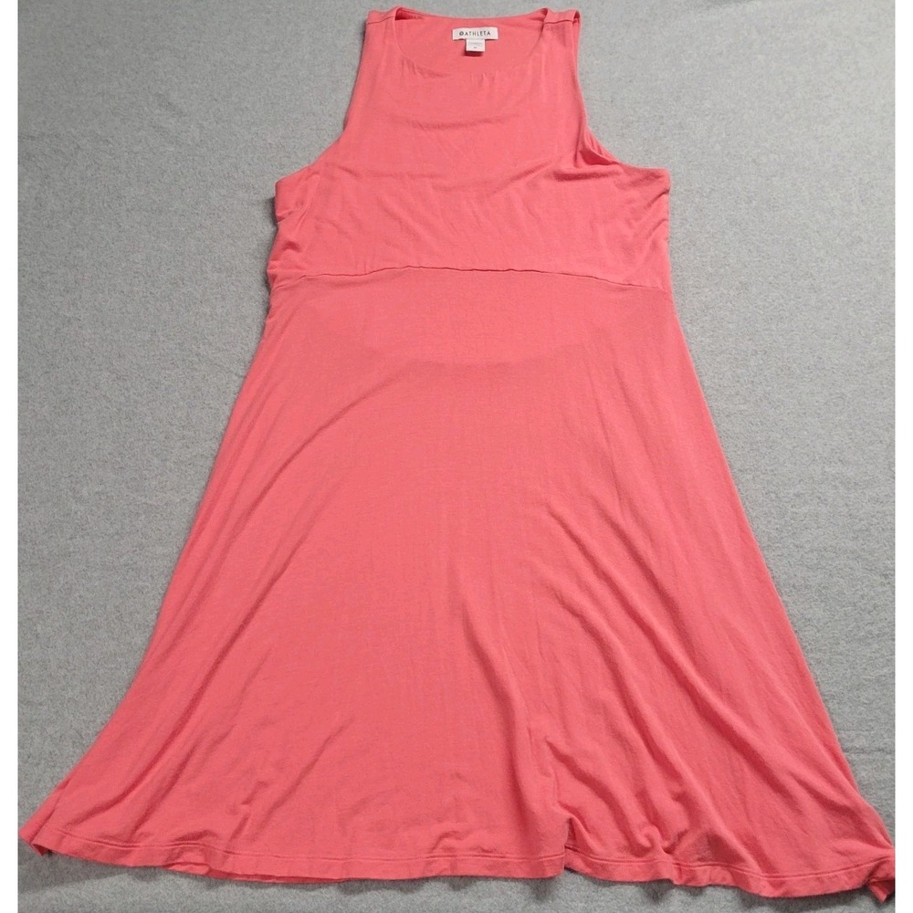 Athleta Womens Coral Pink Sleeveless Modal Fit & Flare Midi Dress Size Medium